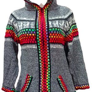 Peruvian Alpaca Sweater - Traditional Design | Alpaca and Wool Blend | Grey